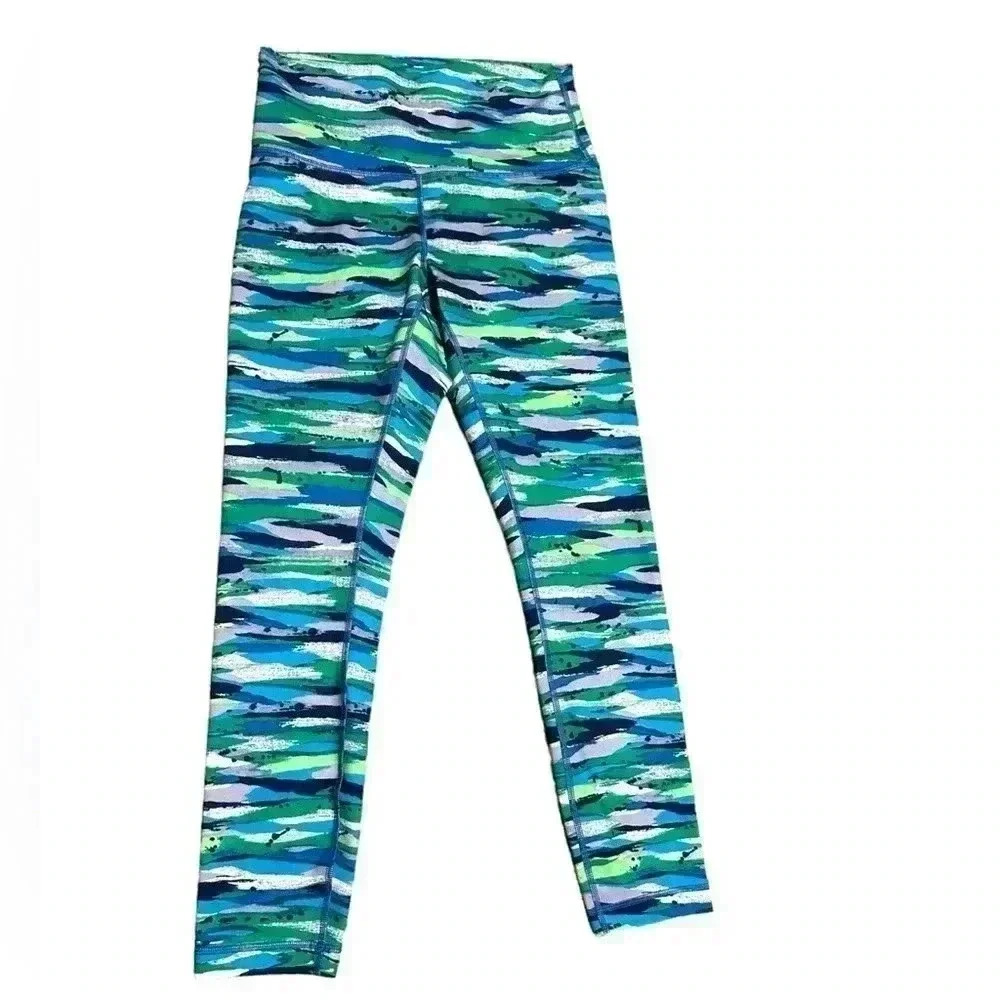 Lululemon Soul Cycle wunder under high rise crop leggings blue and green - Picture 5 of 7